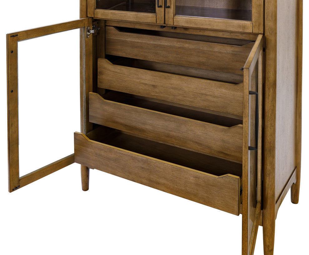 Modern Wood Display Cabinet, Dining Storage, Bookcase, Brown