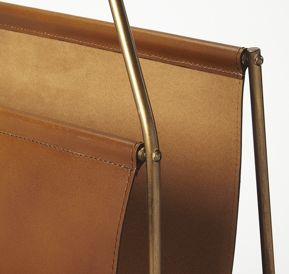 Rupert Leather Magazine Basket