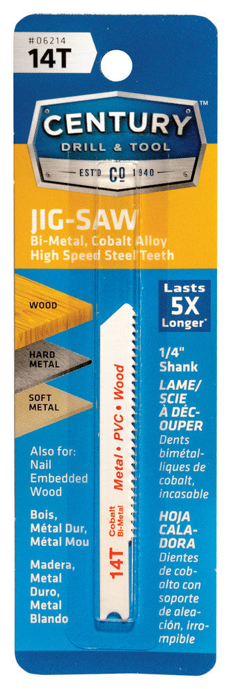 Bi-Metal Jig Saw Blade, Universal Shank, 14Tx2-3/4"