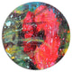 Red Poppy Acrylic Drawing, Floral Round Wall Art, 11"