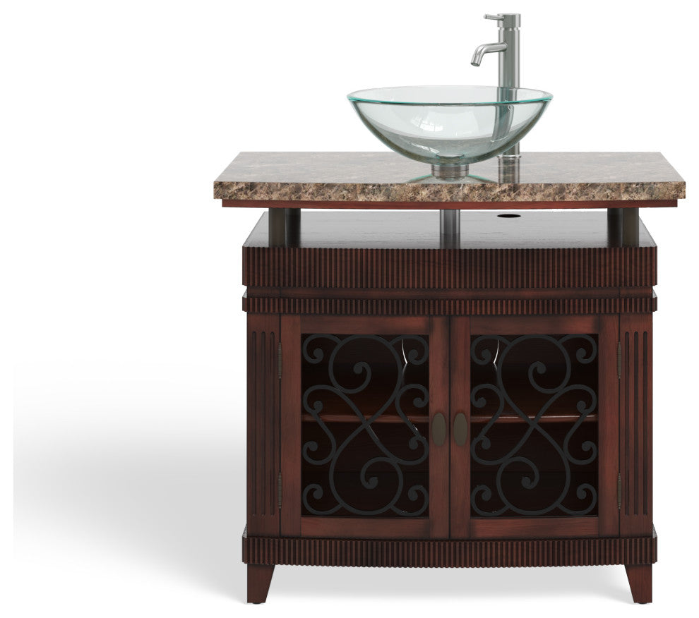 Valencia Bathroom Vanity, Single Sink, 36", Brown, Freestanding