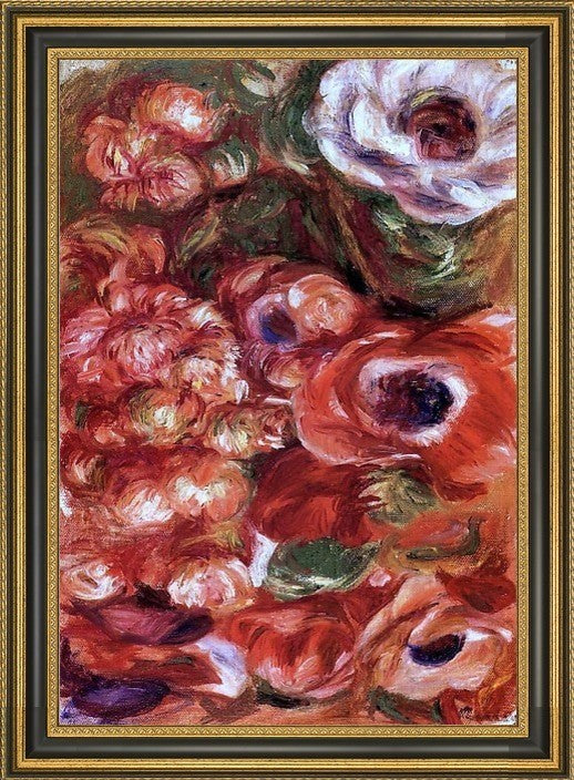 Pierre Auguste Renoir Anemonies  Framed Premium Canvas Print, 18"x27"