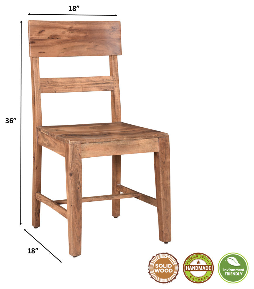 Stafford Single Slat Dining Chair, Set of 2, Brown, Wood Seat