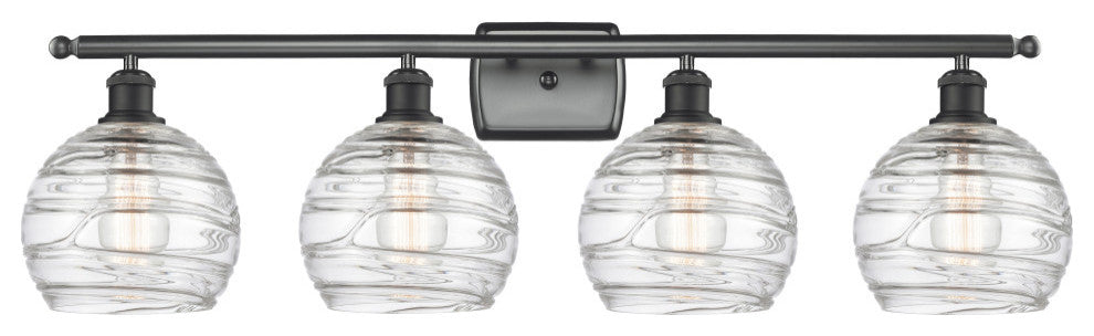 Deco Swirl 3-Light Bath Vanity-Light, Matte Black, Clear