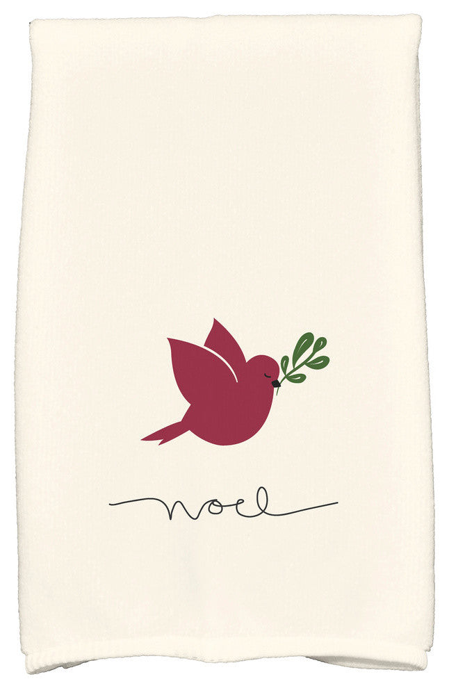 Noel Bird Holiday Animal Print Kitchen Towel, Cranberry