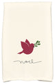 Noel Bird Holiday Animal Print Kitchen Towel, Cranberry