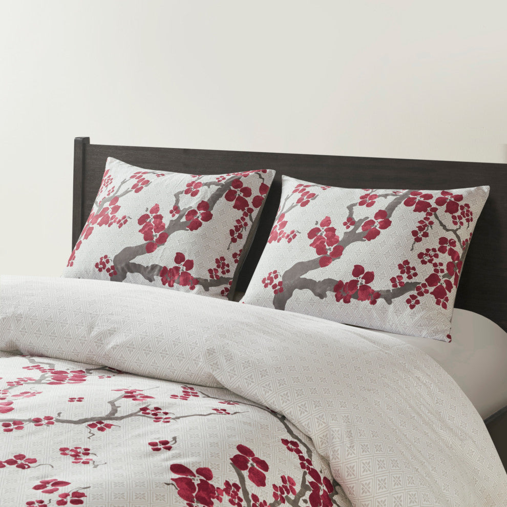 N Natori Cherry Blossom Duvet Cover Mini Set, Queen