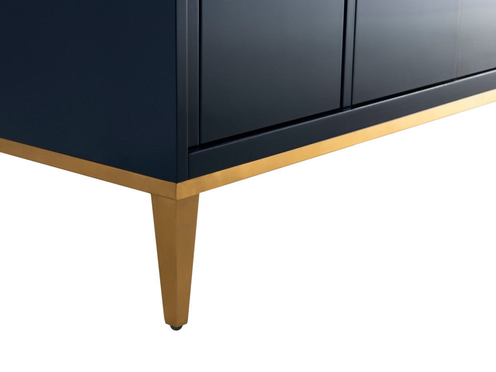 DIVANI 48" Vanity WithQuartz Counter Top, Gloss White, Navy Blue