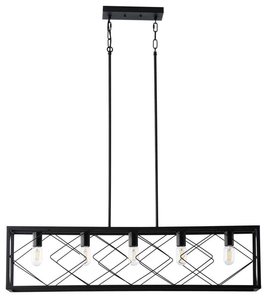 Black Rectangle 5-Light Kitchen Island Chandelier