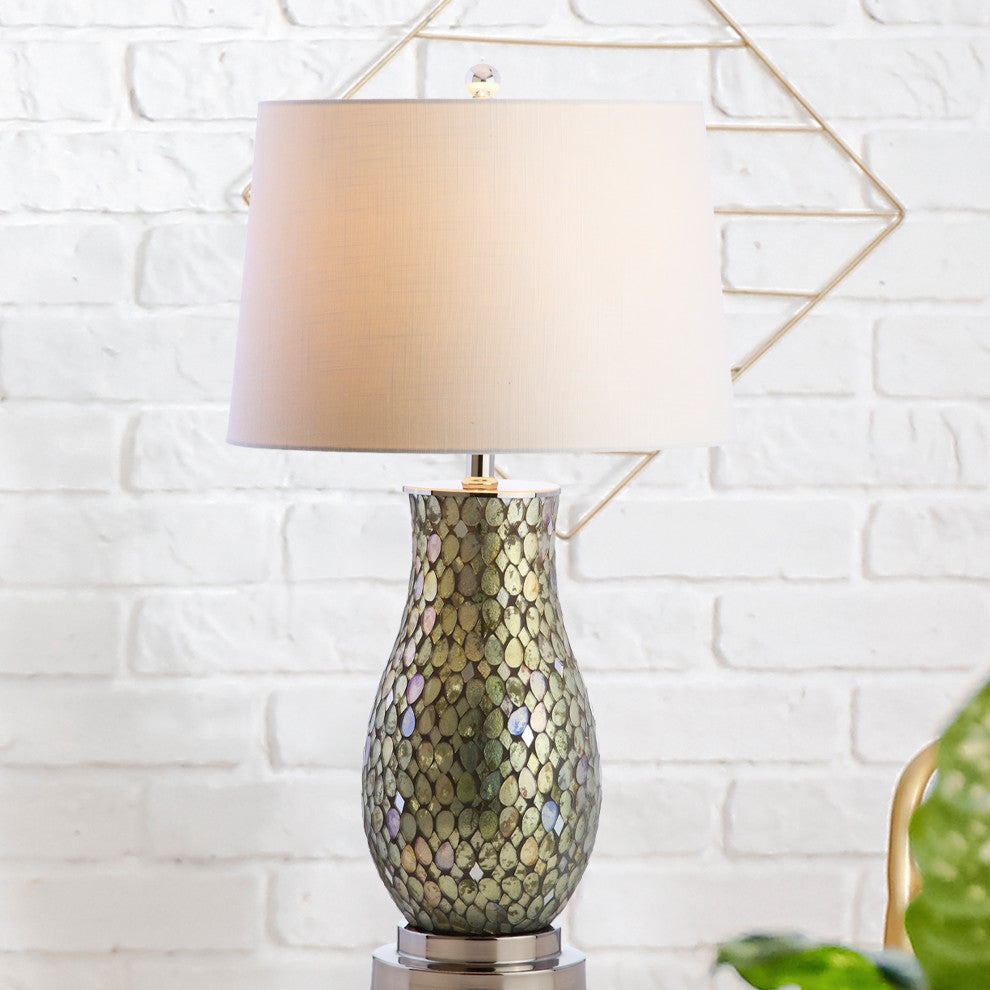 Douglas Mosaic LED Table Lamp, Green, 28"