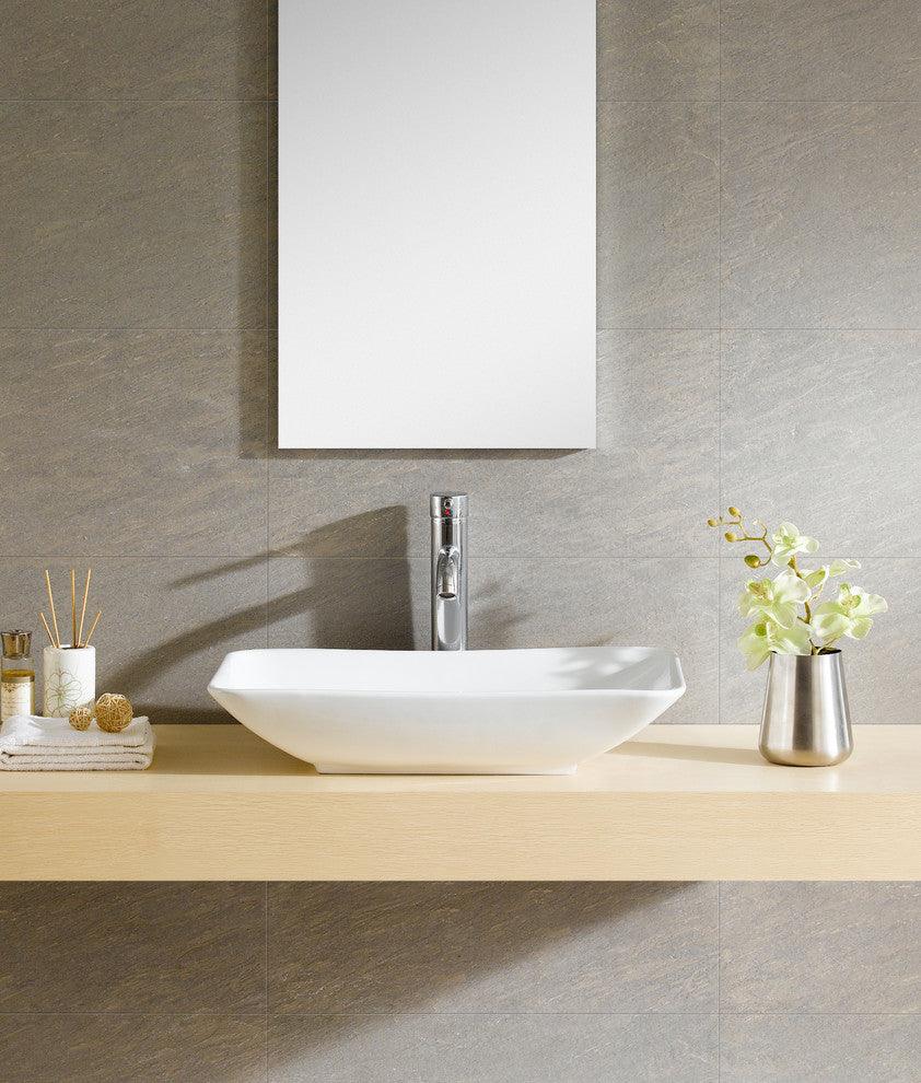 Fine Fixtures White Vitreous China Rectangle Vessel Sink