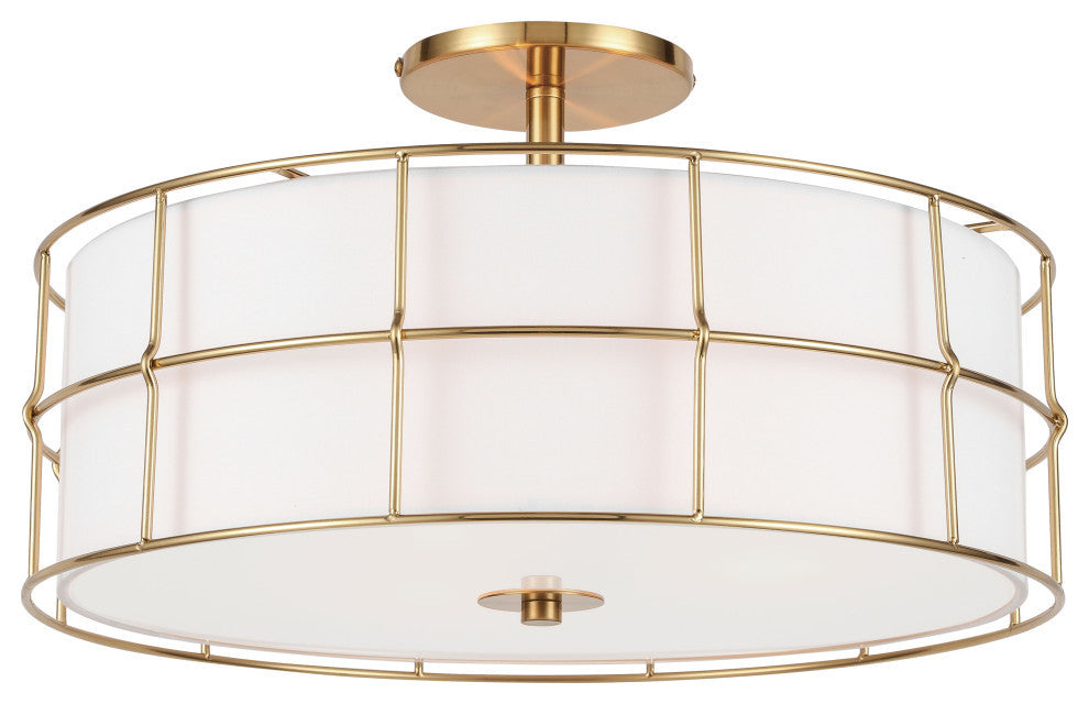 Transitional Semi Flush Mount Bedroom Light Alcala, Aged Brass