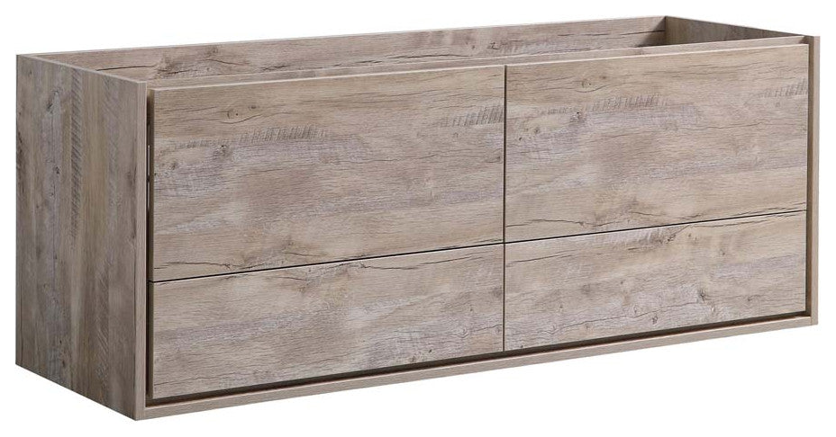 Fresca Catania 60" Natural Wood Wall Hung Double Sink Cabinet
