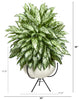 4' Silver Queen Artificial Plant, White Planter With Metal Stand