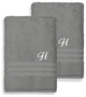 Denzi Bath Sheets With Monogrammed Letter, Set of 2, H
