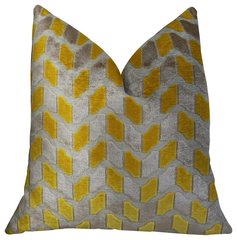 Gold Snow Copper and Taupe Handmade Luxury Pillow, 16"x16"