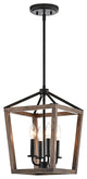Ellen 4-light Antique Black Iron and Wood Cage Chandelier