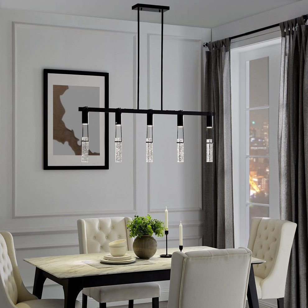 Harmony 5 Acrylic Dimmable LED Chandelier, Matte Black, Smart Dimmer Included