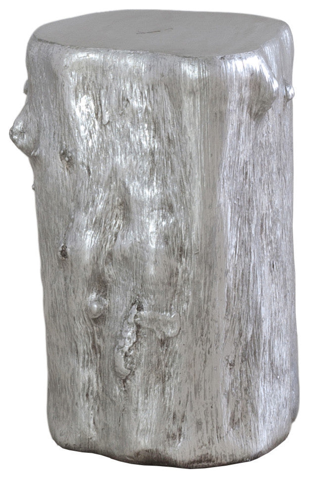 Log Stool, Silver Leaf, Silver, Small