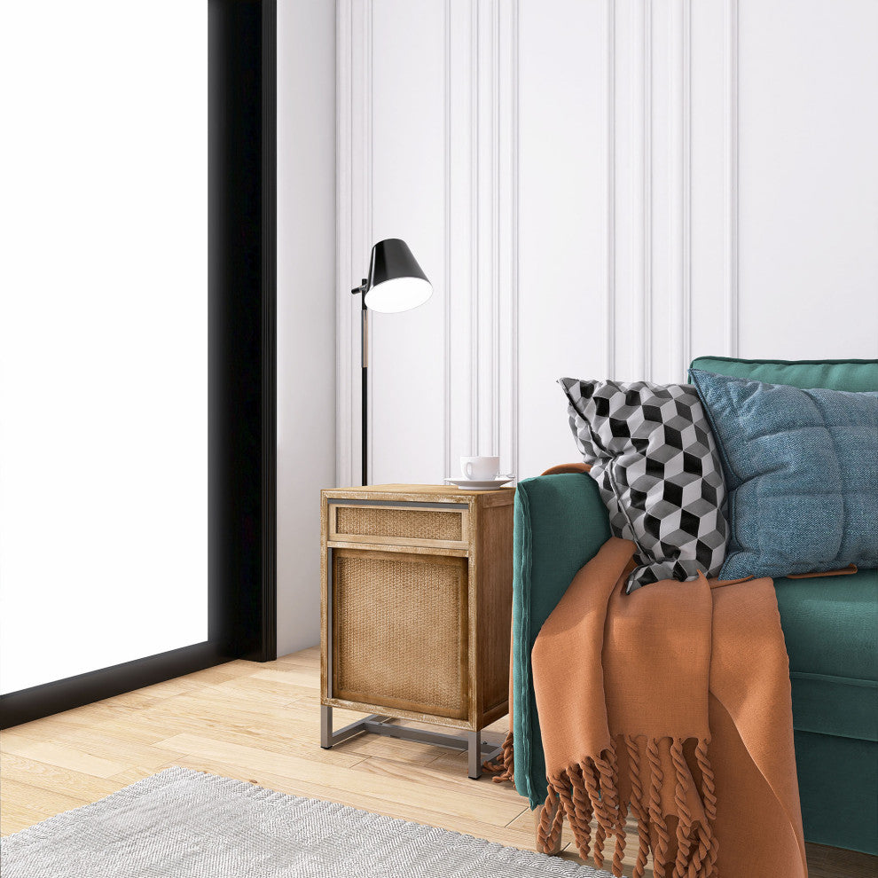 17" 1-door Accent Cabinet, Natural, White Wash