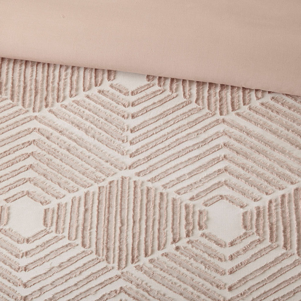 INK+IVY Ellipse Cotton Jacquard Comforter Set, Blush, Full/Queen