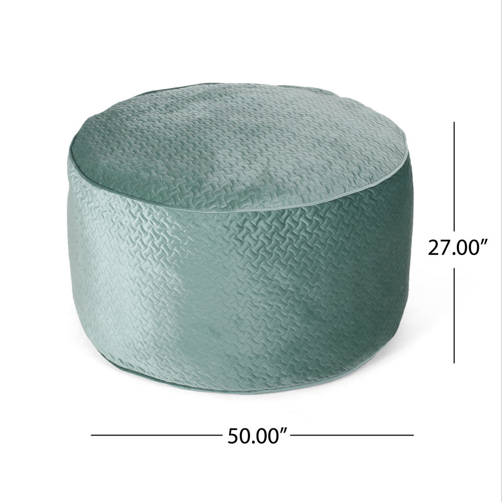 Denise Glam 4 Foot Velvet Quilt Patterned Beanbag, Teal