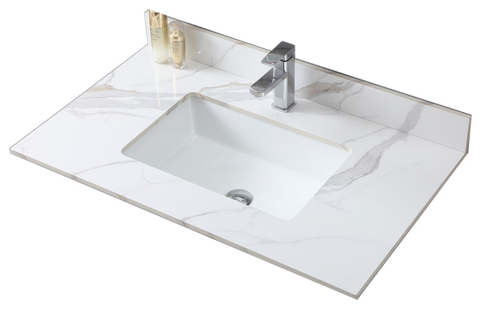 31"/ 37"/ 43" Carrara Gold Engineered Stone Bath Vanity Top, 37"