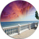 Stone Balcony With Ocean View, Seashore Photo Disc Metal Artwork, 23"