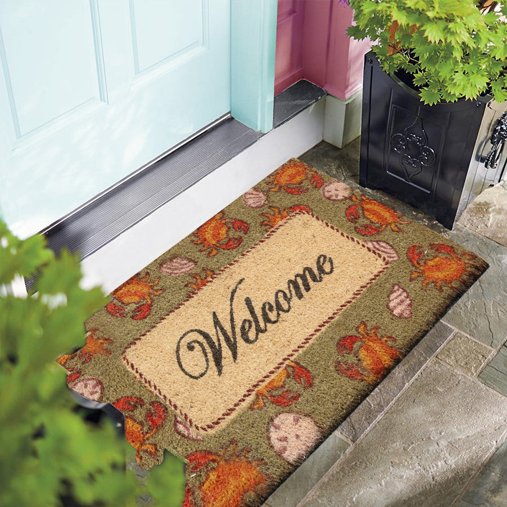 A1HC First Impression Ayden Coral Welcome 18"x30" Coir Doormat
