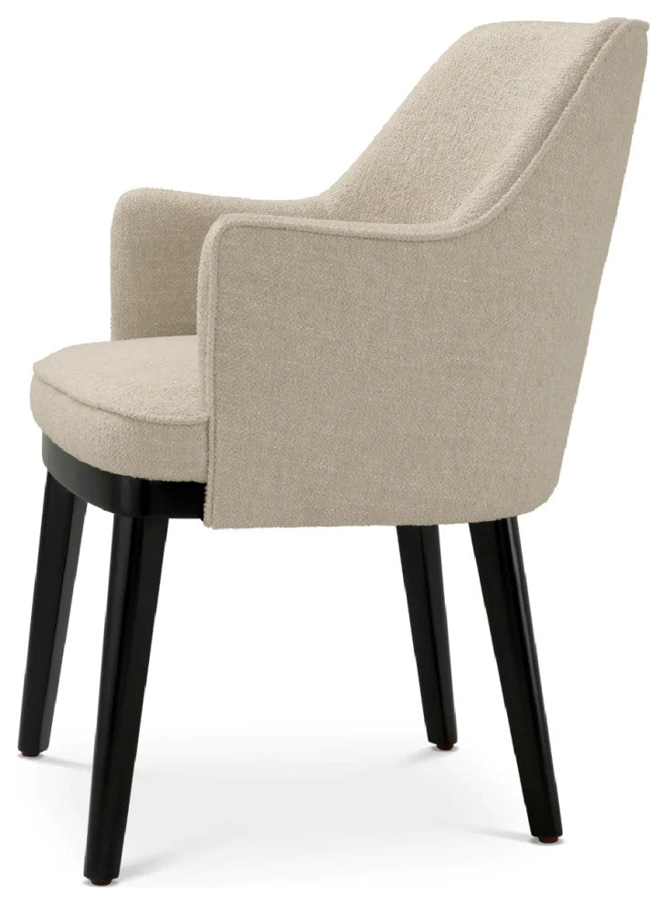 Ecru Fabric Dining Chair, Eichholtz Lavinia