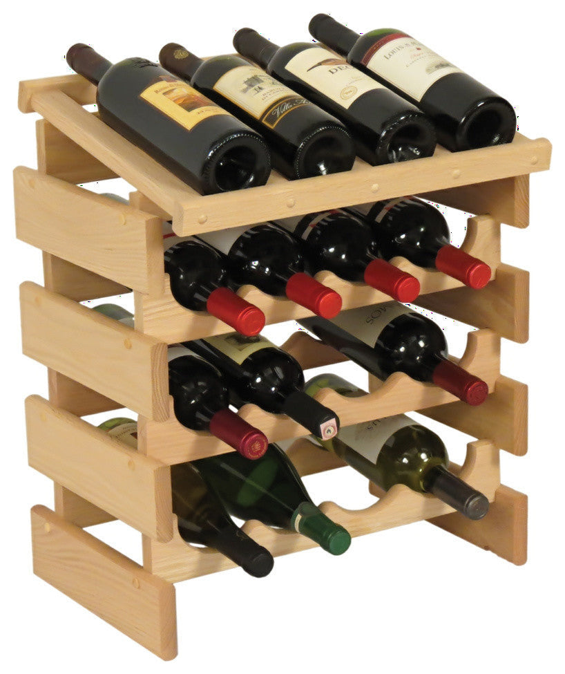 16 Bottle Dakota Wine Rack with Display Top, Unfinished
