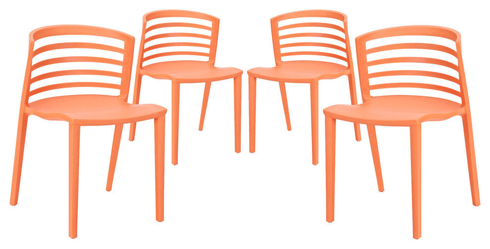 Modern Contemporary Kitchen Dining Chairs Set of 4 Orange, Outdoor and Indoor