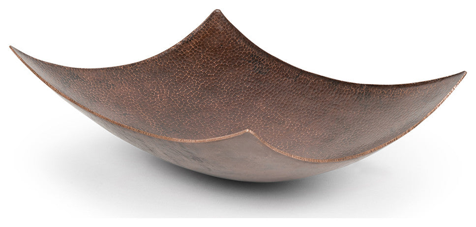 18" Rectangle Modern Slope Hammered Copper Bathroom Sink