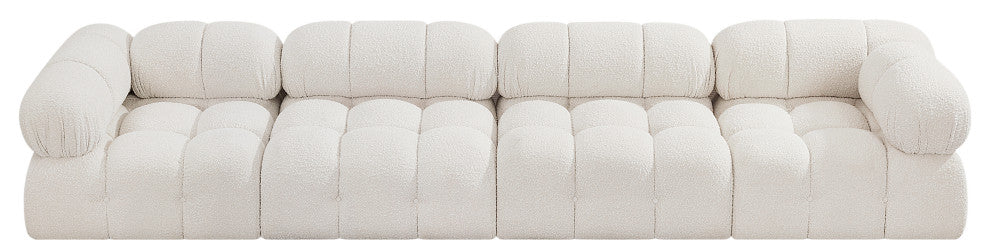 Ames Boucle Fabric Modular Sofa, Cream, 4-Piece: 2 Armless Chair, 2 Corner Chair