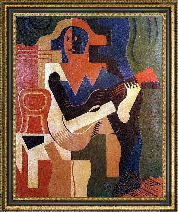 Juan Gris Harlequin with Guitar - 20" x 25" Framed Premium Canvas Print