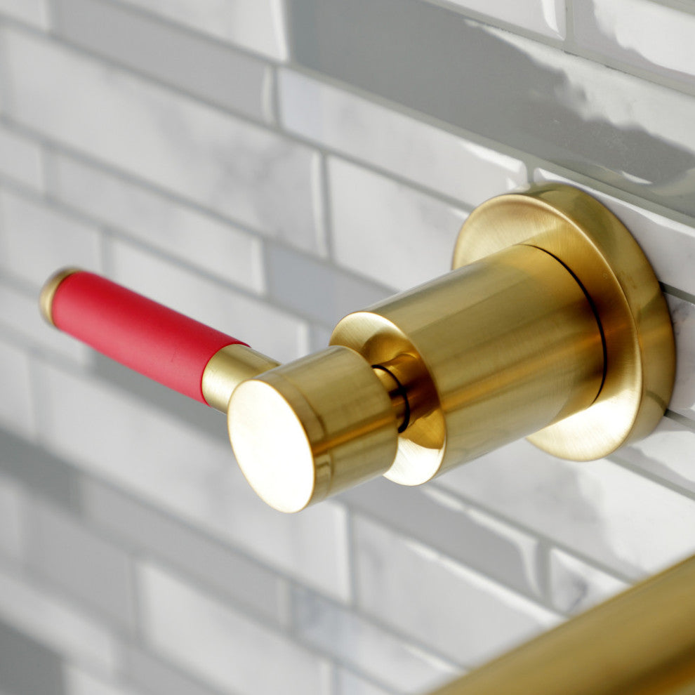 Two-Handle Wall Mount Tub Faucet, Brushed Brass