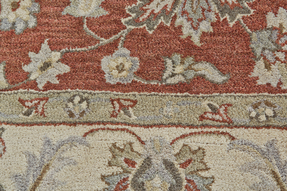 Weave & Wander Botticino Traditional Persian Wool Rug, Rust, 5'x8'