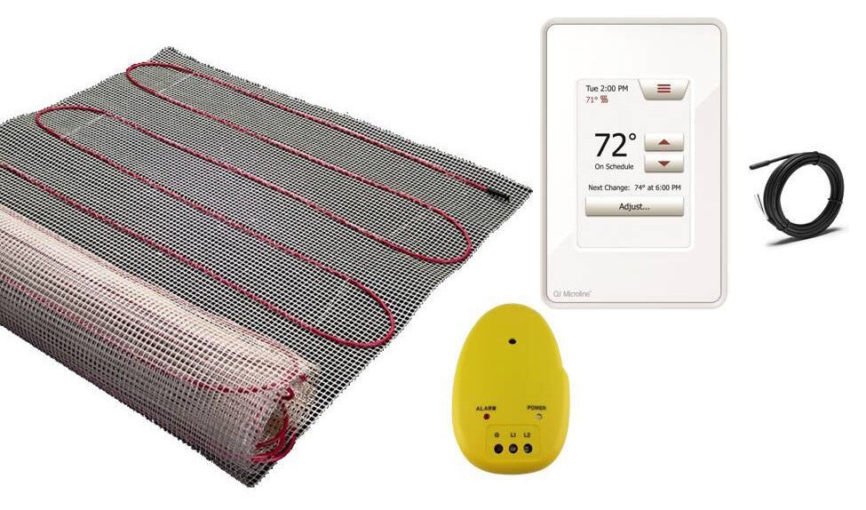Electric Floor Warming Mat System With Touch Screen GFCI Thermostat, 50 Sq Ft