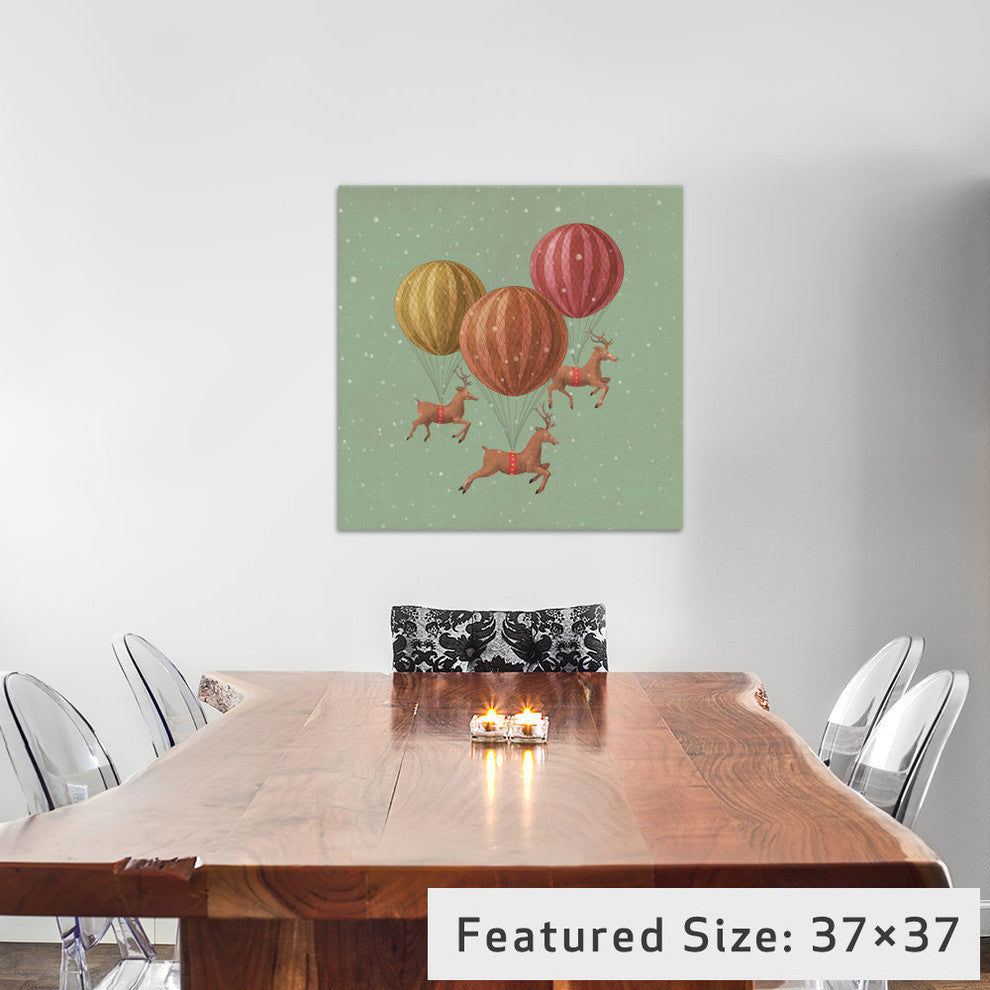 "Flight Of The Deer Green Square" by Terry Fan, 12x12x1.5