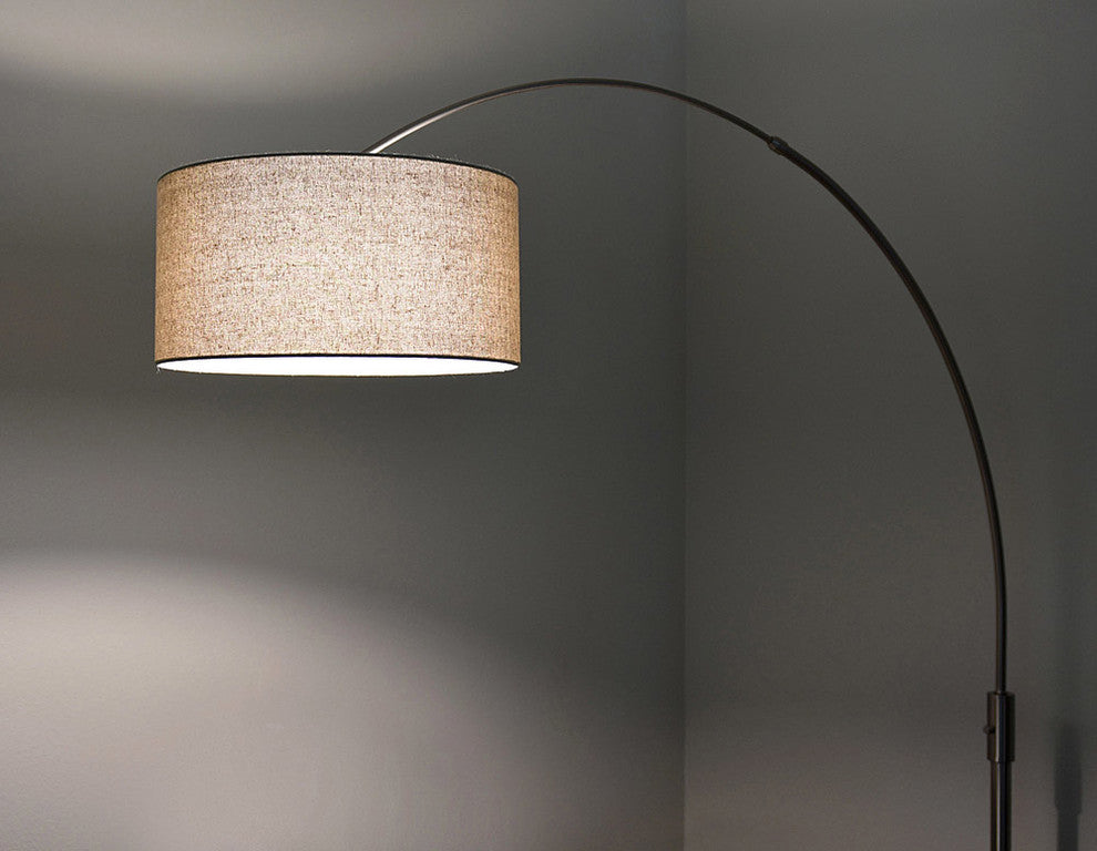 Orbita Arch Floor Lamp, Dimmer, 12W Dimmable LED Bulb Included, Drum Shade, Tan
