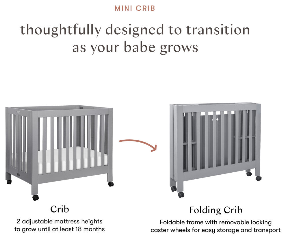 Origami Mini Crib, Gray