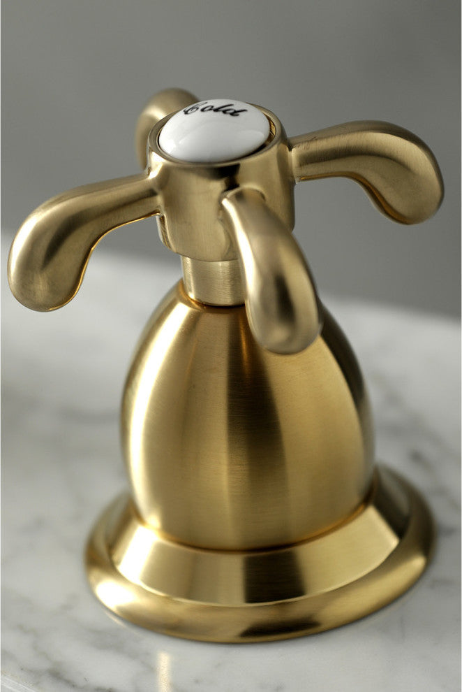 Kingston Brass Widespread Bathroom Faucet With Brass Pop-Up, Brushed Brass
