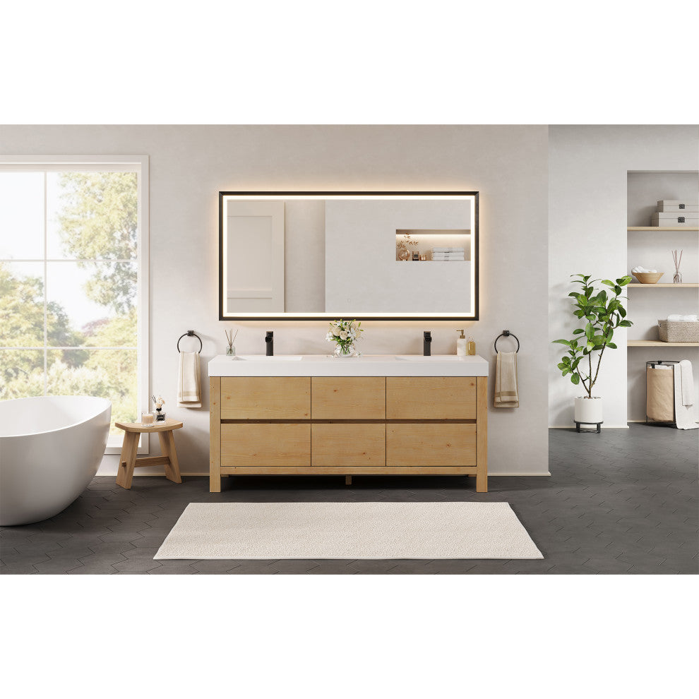 Cascadia Bathroom Vanity, Weathered Fir, 72", No Mirror