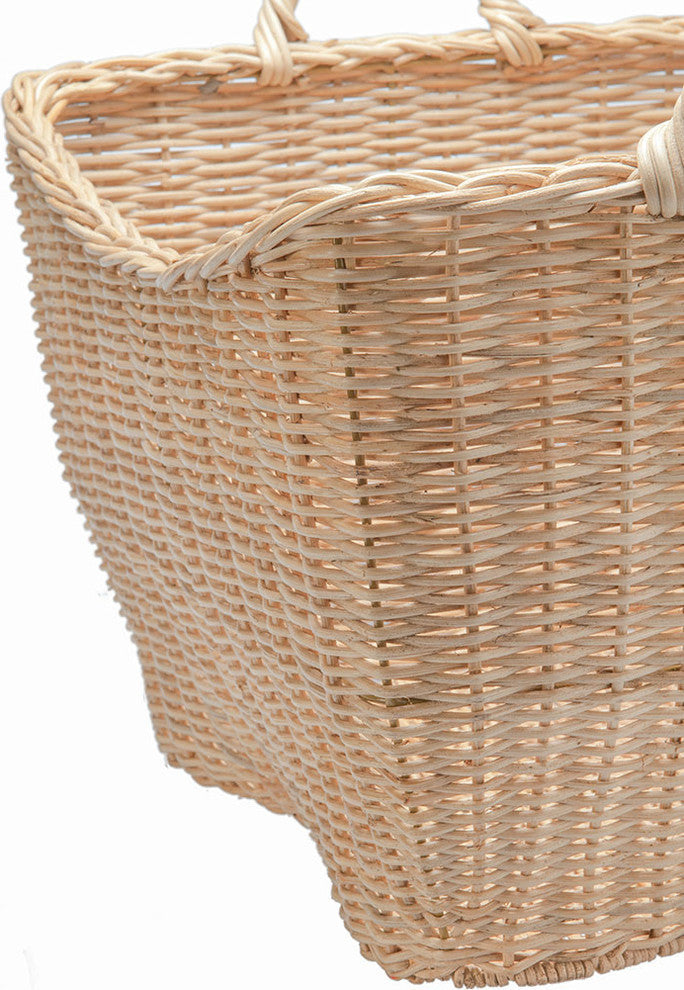 Wicker Laundry Basket With Liner, Natural Color