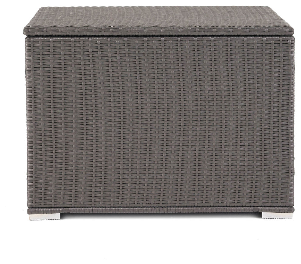 GDF Studio Sampa Outdoor Wicker Storage Ottoman, Gray