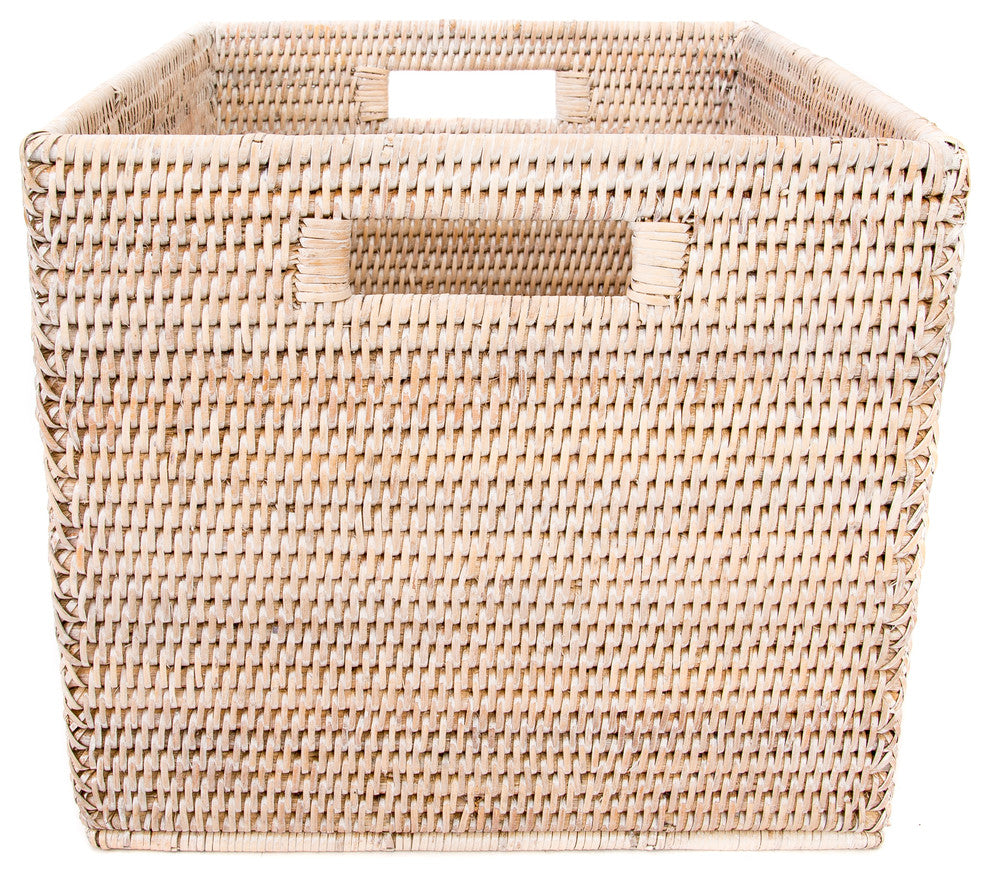 Artifacts Rattan Storage Box Letter File Organizer, White Wash