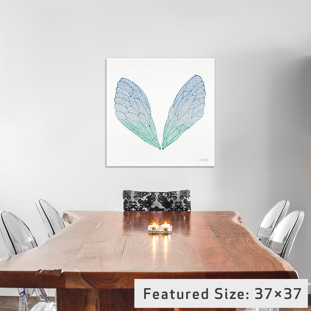 "Cicada Wings Blue Turquoise Artprint" by Cat Coquillette, 26x26x1.5