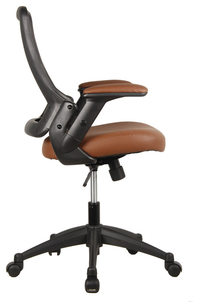 Techni Mobili Mid-Back Mesh Task Office Chair with Height Adjustable Arms, Brown