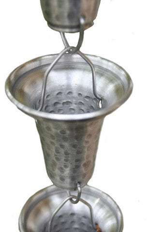 Aluminum Flared Cups Rain Chain with Installation Kit, 15'