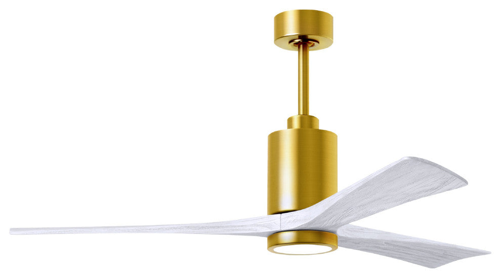 Patricia-3 3-Blade Ceiling Fan, LED Light Kit, Brushed Brass/Matte White, 60